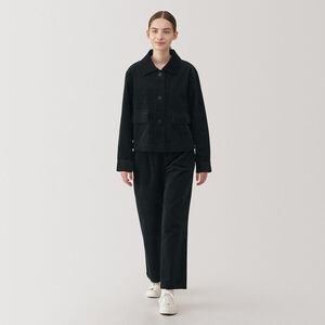 Black Corduroy Jacket and Pants Minimalist Set